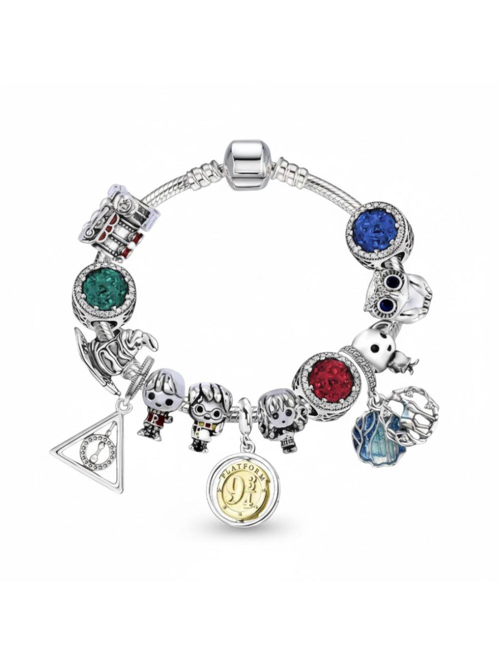 Harry Potter Charm Bracelet - Hogwarts Express Hedwig 9 3/4 Dobby Jewelry Gift